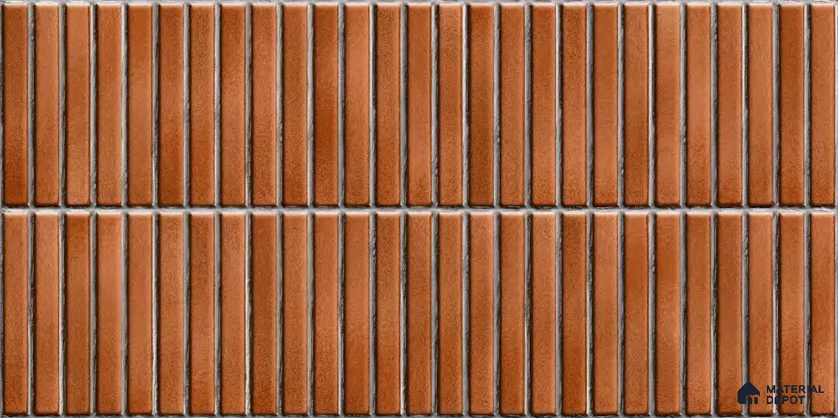 Faux Subway Wall Tile TL 05376 B Miraq Kitkat Terracotta 2 ft x 1 ft Ceramic Glossy Finish - 8 mm | Suitable For Kitchen, Bathroom Walls and Backsplashes | Please Expect a Slight Variation of Pattern (Sample)