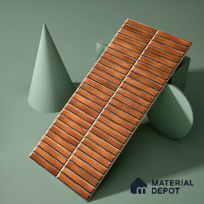 Faux Subway Wall Tile TL 05376 B Miraq Kitkat Terracotta 2 ft x 1 ft Ceramic Glossy Finish - 8 mm | Suitable For Kitchen, Bathroom Walls and Backsplashes | Please Expect a Slight Variation of Pattern (Sample)