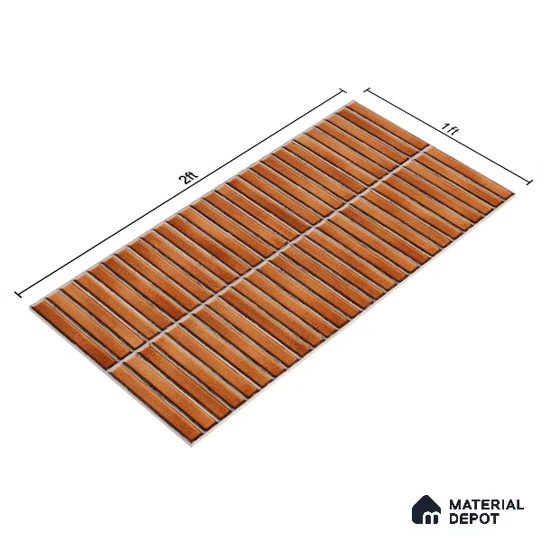 Faux Subway Wall Tile TL 05376 B Miraq Kitkat Terracotta 2 ft x 1 ft Ceramic Glossy Finish - 8 mm | Suitable For Kitchen, Bathroom Walls and Backsplashes | Please Expect a Slight Variation of Pattern (Sample)