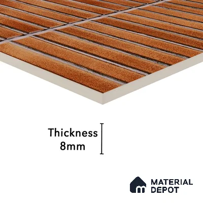 Faux Subway Wall Tile TL 05376 B Miraq Kitkat Terracotta 2 ft x 1 ft Ceramic Glossy Finish - 8 mm | Suitable For Kitchen, Bathroom Walls and Backsplashes | Please Expect a Slight Variation of Pattern (Sample)