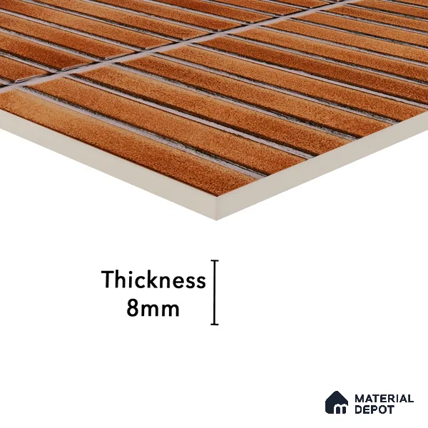 Faux Subway Wall Tile TL 05376 B Miraq Kitkat Terracotta 2 ft x 1 ft Ceramic Glossy Finish - 8 mm | Suitable For Kitchen, Bathroom Walls and Backsplashes | Please Expect a Slight Variation of Pattern (Sample)