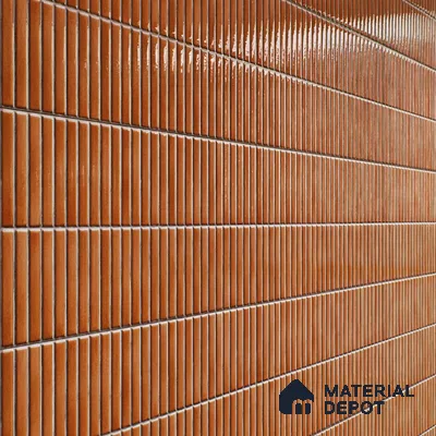 Faux Subway Wall Tile TL 05376 B Miraq Kitkat Terracotta 2 ft x 1 ft Ceramic Glossy Finish - 8 mm | Suitable For Kitchen, Bathroom Walls and Backsplashes | Please Expect a Slight Variation of Pattern (Sample)