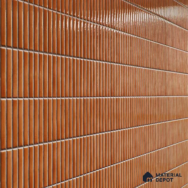 Faux Subway Wall Tile TL 05376 B Miraq Kitkat Terracotta 2 ft x 1 ft Ceramic Glossy Finish - 8 mm | Suitable For Kitchen, Bathroom Walls and Backsplashes | Please Expect a Slight Variation of Pattern (Sample)
