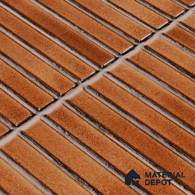 Faux Subway Wall Tile TL 05376 B Miraq Kitkat Terracotta 2 ft x 1 ft Ceramic Glossy Finish - 8 mm | Suitable For Kitchen, Bathroom Walls and Backsplashes | Please Expect a Slight Variation of Pattern (Sample)