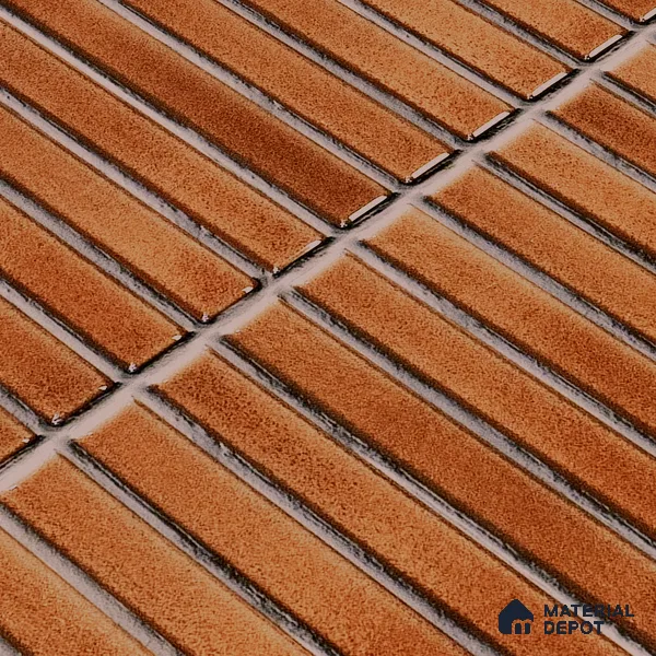Faux Subway Wall Tile TL 05376 B Miraq Kitkat Terracotta 2 ft x 1 ft Ceramic Glossy Finish - 8 mm | Suitable For Kitchen, Bathroom Walls and Backsplashes | Please Expect a Slight Variation of Pattern (Sample)