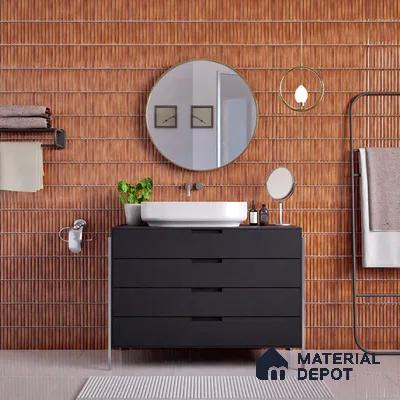 Faux Subway Wall Tile TL 05376 B Miraq Kitkat Terracotta 2 ft x 1 ft Ceramic Glossy Finish - 8 mm | Suitable For Kitchen, Bathroom Walls and Backsplashes | Please Expect a Slight Variation of Pattern (Sample)