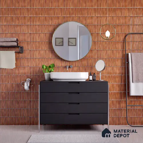 Faux Subway Wall Tile TL 05376 B Miraq Kitkat Terracotta 2 ft x 1 ft Ceramic Glossy Finish - 8 mm | Suitable For Kitchen, Bathroom Walls and Backsplashes | Please Expect a Slight Variation of Pattern