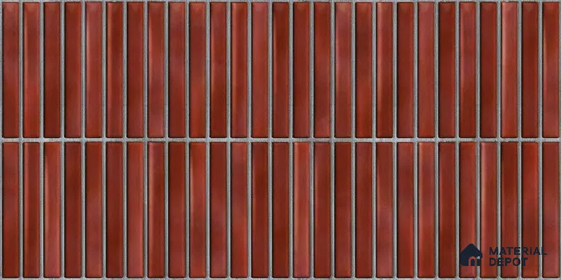 Faux Subway Wall Tile TL 05376 C Miraq Kitkat Maroon 2 ft x 1 ft Ceramic Glossy Finish - 8 mm | Suitable For Kitchen, Bathroom Walls and Backsplashes | Please Expect a Slight Variation of Pattern