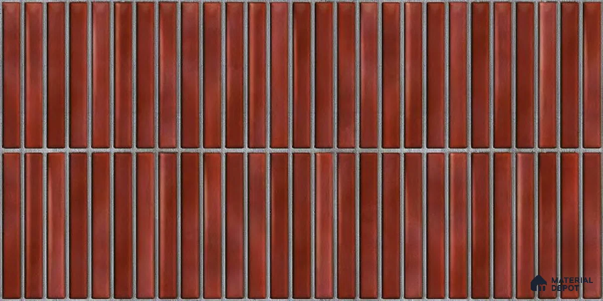 Faux Subway Wall Tile TL 05376 C Miraq Kitkat Maroon 2 ft x 1 ft Ceramic Glossy Finish - 8 mm | Suitable For Kitchen, Bathroom Walls and Backsplashes | Please Expect a Slight Variation of Pattern