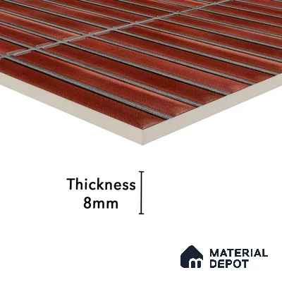 Faux Subway Wall Tile TL 05376 C Miraq Kitkat Maroon 2 ft x 1 ft Ceramic Glossy Finish - 8 mm | Suitable For Kitchen, Bathroom Walls and Backsplashes | Please Expect a Slight Variation of Pattern