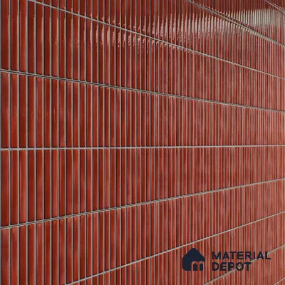 Faux Subway Wall Tile TL 05376 C Miraq Kitkat Maroon 2 ft x 1 ft Ceramic Glossy Finish - 8 mm | Suitable For Kitchen, Bathroom Walls and Backsplashes | Please Expect a Slight Variation of Pattern