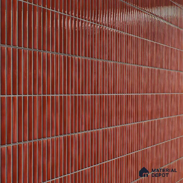 Faux Subway Wall Tile TL 05376 C Miraq Kitkat Maroon 2 ft x 1 ft Ceramic Glossy Finish - 8 mm | Suitable For Kitchen, Bathroom Walls and Backsplashes | Please Expect a Slight Variation of Pattern
