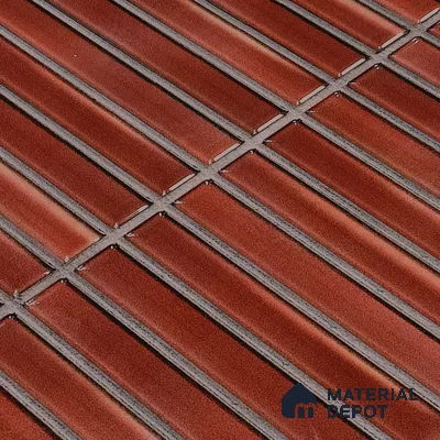 Faux Subway Wall Tile TL 05376 C Miraq Kitkat Maroon 2 ft x 1 ft Ceramic Glossy Finish - 8 mm | Suitable For Kitchen, Bathroom Walls and Backsplashes | Please Expect a Slight Variation of Pattern
