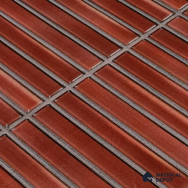 Faux Subway Wall Tile TL 05376 C Miraq Kitkat Maroon 2 ft x 1 ft Ceramic Glossy Finish - 8 mm | Suitable For Kitchen, Bathroom Walls and Backsplashes | Please Expect a Slight Variation of Pattern
