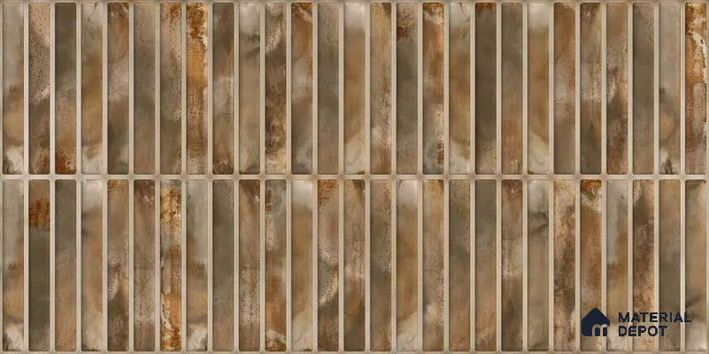 Faux Subway Wall Tile TL 05376 D Miraq Kitkat Crystal Beige 2 ft x 1 ft Ceramic Glossy Finish - 8 mm | Suitable For Kitchen, Bathroom Walls and Backsplashes | Please Expect a Slight Variation of Pattern (Sample)