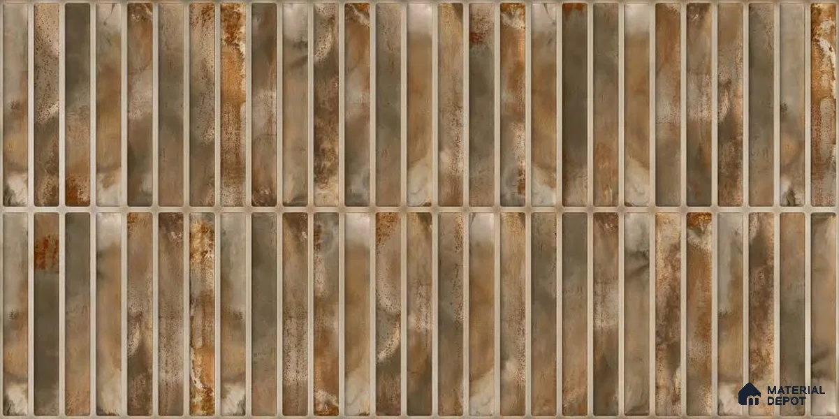 Faux Subway Wall Tile TL 05376 D Miraq Kitkat Crystal Beige 2 ft x 1 ft Ceramic Glossy Finish - 8 mm | Suitable For Kitchen, Bathroom Walls and Backsplashes | Please Expect a Slight Variation of Pattern (Sample)