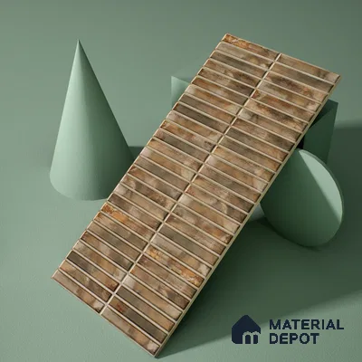 Faux Subway Wall Tile TL 05376 D Miraq Kitkat Crystal Beige 2 ft x 1 ft Ceramic Glossy Finish - 8 mm | Suitable For Kitchen, Bathroom Walls and Backsplashes | Please Expect a Slight Variation of Pattern (Sample)