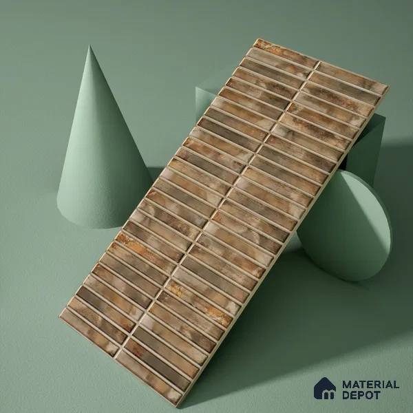 Faux Subway Wall Tile TL 05376 D Miraq Kitkat Crystal Beige 2 ft x 1 ft Ceramic Glossy Finish - 8 mm | Suitable For Kitchen, Bathroom Walls and Backsplashes | Please Expect a Slight Variation of Pattern (Sample)