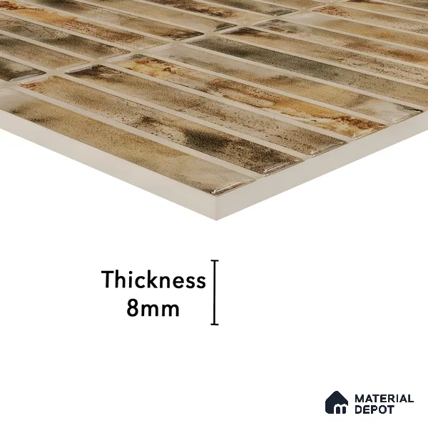 Faux Subway Wall Tile TL 05376 D Miraq Kitkat Crystal Beige 2 ft x 1 ft Ceramic Glossy Finish - 8 mm | Suitable For Kitchen, Bathroom Walls and Backsplashes | Please Expect a Slight Variation of Pattern (Sample)