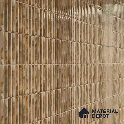 Faux Subway Wall Tile TL 05376 D Miraq Kitkat Crystal Beige 2 ft x 1 ft Ceramic Glossy Finish - 8 mm | Suitable For Kitchen, Bathroom Walls and Backsplashes | Please Expect a Slight Variation of Pattern (Sample)