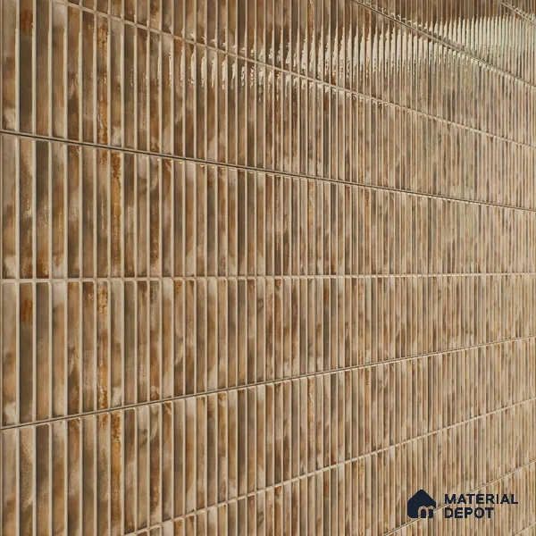 Faux Subway Wall Tile TL 05376 D Miraq Kitkat Crystal Beige 2 ft x 1 ft Ceramic Glossy Finish - 8 mm | Suitable For Kitchen, Bathroom Walls and Backsplashes | Please Expect a Slight Variation of Pattern (Sample)
