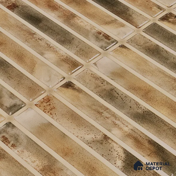 Faux Subway Wall Tile TL 05376 D Miraq Kitkat Crystal Beige 2 ft x 1 ft Ceramic Glossy Finish - 8 mm | Suitable For Kitchen, Bathroom Walls and Backsplashes | Please Expect a Slight Variation of Pattern (Sample)