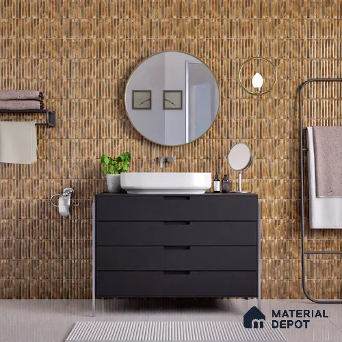 Faux Subway Wall Tile TL 05376 D Miraq Kitkat Crystal Beige 2 ft x 1 ft Ceramic Glossy Finish - 8 mm | Suitable For Kitchen, Bathroom Walls and Backsplashes | Please Expect a Slight Variation of Pattern