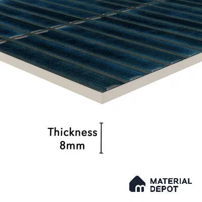 Faux Subway Wall Tile TL 05376 E Miraq Kitkat Azure Blue 2 ft x 1 ft Ceramic Glossy Finish - 8 mm | Suitable For Kitchen, Bathroom Walls and Backsplashes | Please Expect a Slight Variation of Pattern (Sample)