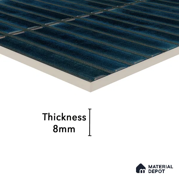 Faux Subway Wall Tile TL 05376 E Miraq Kitkat Azure Blue 2 ft x 1 ft Ceramic Glossy Finish - 8 mm | Suitable For Kitchen, Bathroom Walls and Backsplashes | Please Expect a Slight Variation of Pattern (Sample)