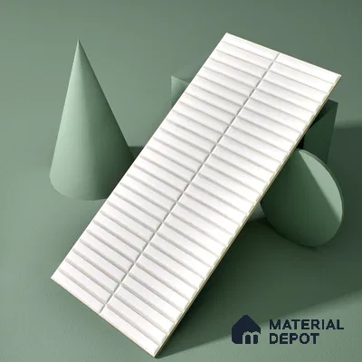 Faux Subway Wall Tile TL 05376 F Miraq Kitkat Snow White 2 ft x 1 ft Ceramic Glossy Finish - 8 mm | Suitable For Kitchen, Bathroom Walls and Backsplashes | Please Expect a Slight Variation of Pattern