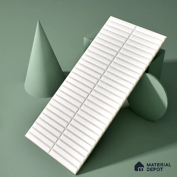 Faux Subway Wall Tile TL 05376 F Miraq Kitkat Snow White 2 ft x 1 ft Ceramic Glossy Finish - 8 mm | Suitable For Kitchen, Bathroom Walls and Backsplashes | Please Expect a Slight Variation of Pattern