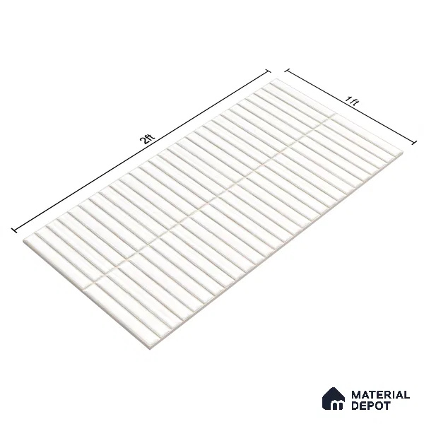 Faux Subway Wall Tile TL 05376 F Miraq Kitkat Snow White 2 ft x 1 ft Ceramic Glossy Finish - 8 mm | Suitable For Kitchen, Bathroom Walls and Backsplashes | Please Expect a Slight Variation of Pattern
