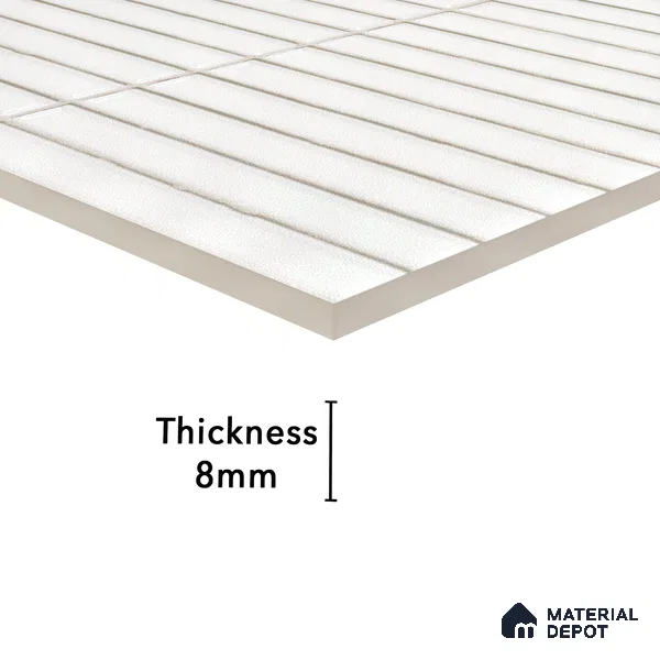 Faux Subway Wall Tile TL 05376 F Miraq Kitkat Snow White 2 ft x 1 ft Ceramic Glossy Finish - 8 mm | Suitable For Kitchen, Bathroom Walls and Backsplashes | Please Expect a Slight Variation of Pattern