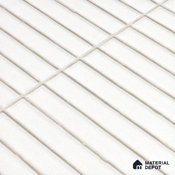 Faux Subway Wall Tile TL 05376 F Miraq Kitkat Snow White 2 ft x 1 ft Ceramic Glossy Finish - 8 mm | Suitable For Kitchen, Bathroom Walls and Backsplashes | Please Expect a Slight Variation of Pattern