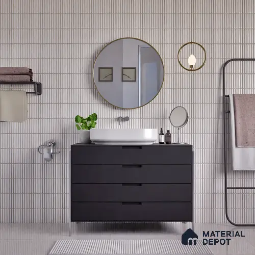 Faux Subway Wall Tile TL 05376 F Miraq Kitkat Snow White 2 ft x 1 ft Ceramic Glossy Finish - 8 mm | Suitable For Kitchen, Bathroom Walls and Backsplashes | Please Expect a Slight Variation of Pattern