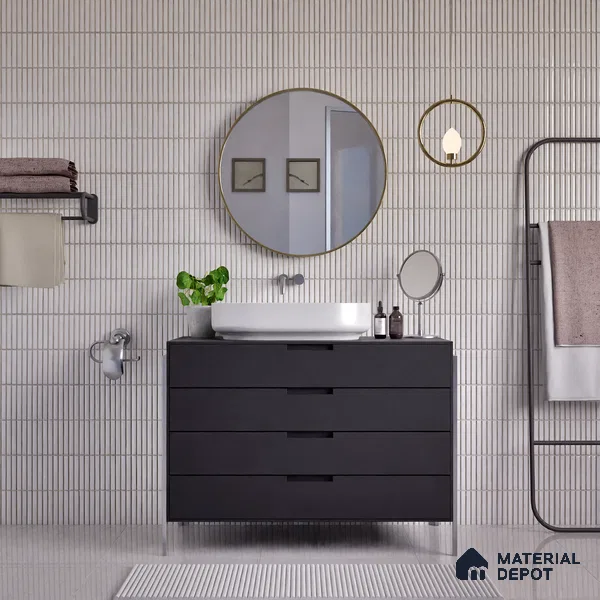 Faux Subway Wall Tile TL 05376 F Miraq Kitkat Snow White 2 ft x 1 ft Ceramic Glossy Finish - 8 mm | Suitable For Kitchen, Bathroom Walls and Backsplashes | Please Expect a Slight Variation of Pattern