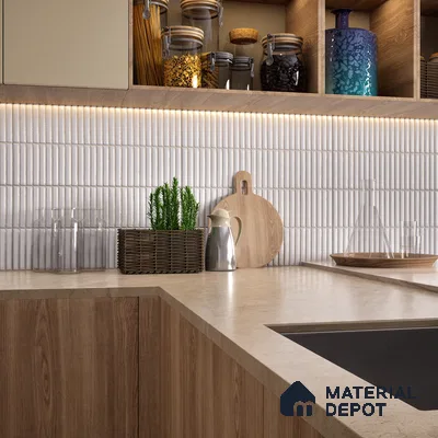 Faux Subway Wall Tile TL 05376 F Miraq Kitkat Snow White 2 ft x 1 ft Ceramic Glossy Finish - 8 mm | Suitable For Kitchen, Bathroom Walls and Backsplashes | Please Expect a Slight Variation of Pattern