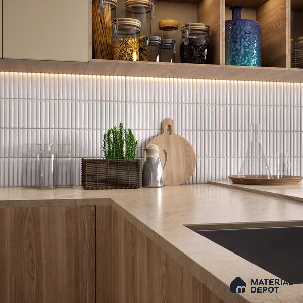 Faux Subway Wall Tile TL 05376 F Miraq Kitkat Snow White 2 ft x 1 ft Ceramic Glossy Finish - 8 mm | Suitable For Kitchen, Bathroom Walls and Backsplashes | Please Expect a Slight Variation of Pattern