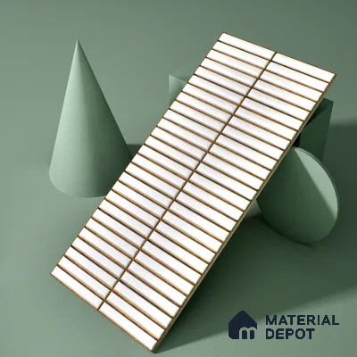 Faux Subway Wall Tile TL 05376 Miraq Kitkat Ice White 2 ft x 1 ft Ceramic Glossy Finish - 8 mm | Suitable For Kitchen, Bathroom Walls and Backsplashes | Please Expect a Slight Variation of Pattern (Sample)