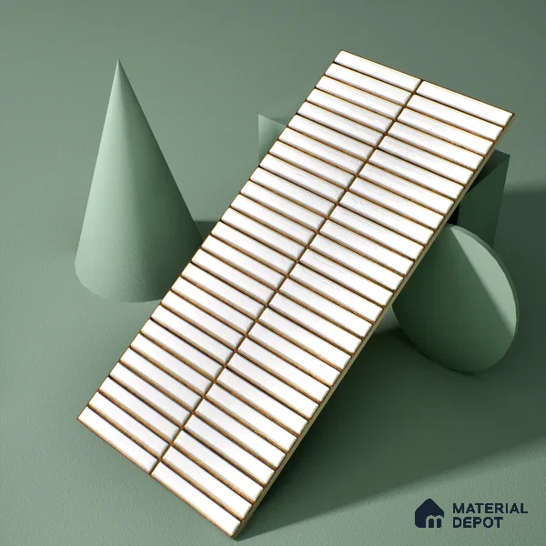 Faux Subway Wall Tile TL 05376 Miraq Kitkat Ice White 2 ft x 1 ft Ceramic Glossy Finish - 8 mm | Suitable For Kitchen, Bathroom Walls and Backsplashes | Please Expect a Slight Variation of Pattern (Sample)