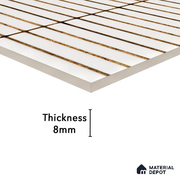 Faux Subway Wall Tile TL 05376 Miraq Kitkat Ice White 2 ft x 1 ft Ceramic Glossy Finish - 8 mm | Suitable For Kitchen, Bathroom Walls and Backsplashes | Please Expect a Slight Variation of Pattern (Sample)
