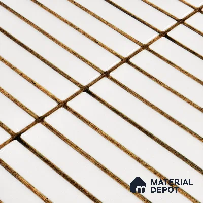 Faux Subway Wall Tile TL 05376 Miraq Kitkat Ice White 2 ft x 1 ft Ceramic Glossy Finish - 8 mm | Suitable For Kitchen, Bathroom Walls and Backsplashes | Please Expect a Slight Variation of Pattern (Sample)