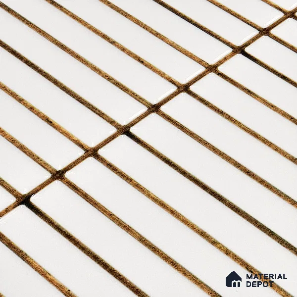 Faux Subway Wall Tile TL 05376 Miraq Kitkat Ice White 2 ft x 1 ft Ceramic Glossy Finish - 8 mm | Suitable For Kitchen, Bathroom Walls and Backsplashes | Please Expect a Slight Variation of Pattern (Sample)