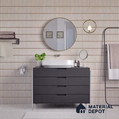 Faux Subway Wall Tile TL 05376 Miraq Kitkat Ice White 2 ft x 1 ft Ceramic Glossy Finish - 8 mm | Suitable For Kitchen, Bathroom Walls and Backsplashes | Please Expect a Slight Variation of Pattern (Sample)