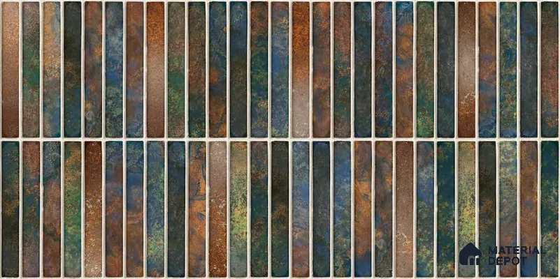 Faux Subway Wall Tile TL 05376 G Miraq KitKat Multi 2 ft x 1 ft Ceramic Glossy Finish - 8 mm | Suitable For Kitchen, Bathroom Walls and Backsplashes | Please Expect a Slight Variation of Pattern (Sample)