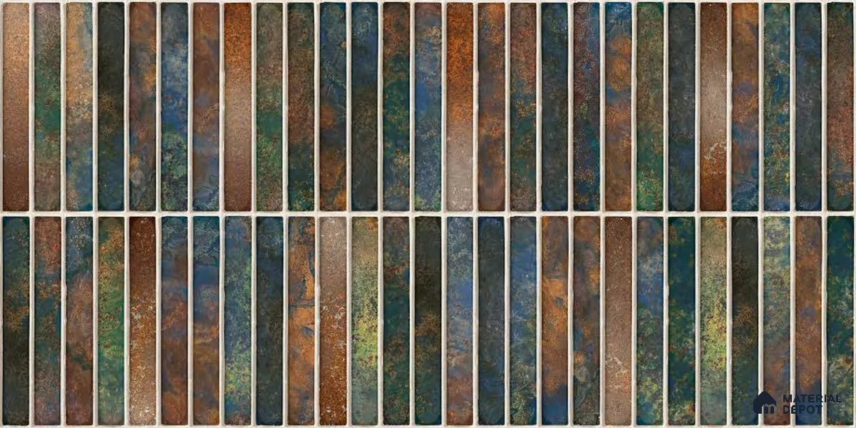 Faux Subway Wall Tile TL 05376 G Miraq KitKat Multi 2 ft x 1 ft Ceramic Glossy Finish - 8 mm | Suitable For Kitchen, Bathroom Walls and Backsplashes | Please Expect a Slight Variation of Pattern (Sample)