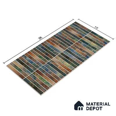 Faux Subway Wall Tile TL 05376 G Miraq KitKat Multi 2 ft x 1 ft Ceramic Glossy Finish - 8 mm | Suitable For Kitchen, Bathroom Walls and Backsplashes | Please Expect a Slight Variation of Pattern (Sample)