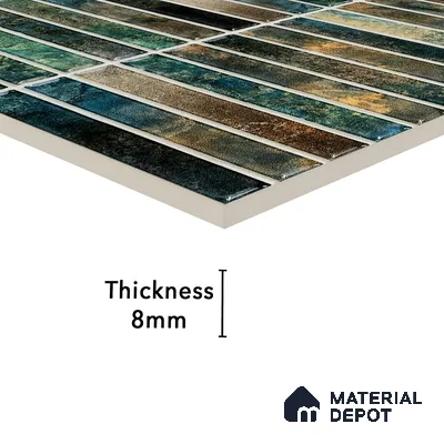 Faux Subway Wall Tile TL 05376 G Miraq KitKat Multi 2 ft x 1 ft Ceramic Glossy Finish - 8 mm | Suitable For Kitchen, Bathroom Walls and Backsplashes | Please Expect a Slight Variation of Pattern (Sample)