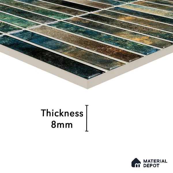 Faux Subway Wall Tile TL 05376 G Miraq KitKat Multi 2 ft x 1 ft Ceramic Glossy Finish - 8 mm | Suitable For Kitchen, Bathroom Walls and Backsplashes | Please Expect a Slight Variation of Pattern (Sample)