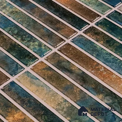 Faux Subway Wall Tile TL 05376 G Miraq KitKat Multi 2 ft x 1 ft Ceramic Glossy Finish - 8 mm | Suitable For Kitchen, Bathroom Walls and Backsplashes | Please Expect a Slight Variation of Pattern (Sample)